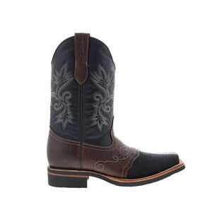 King Exotic Mens R-Stone Finish Saddle Mid Square Leather Sole Black Boots (NWT)